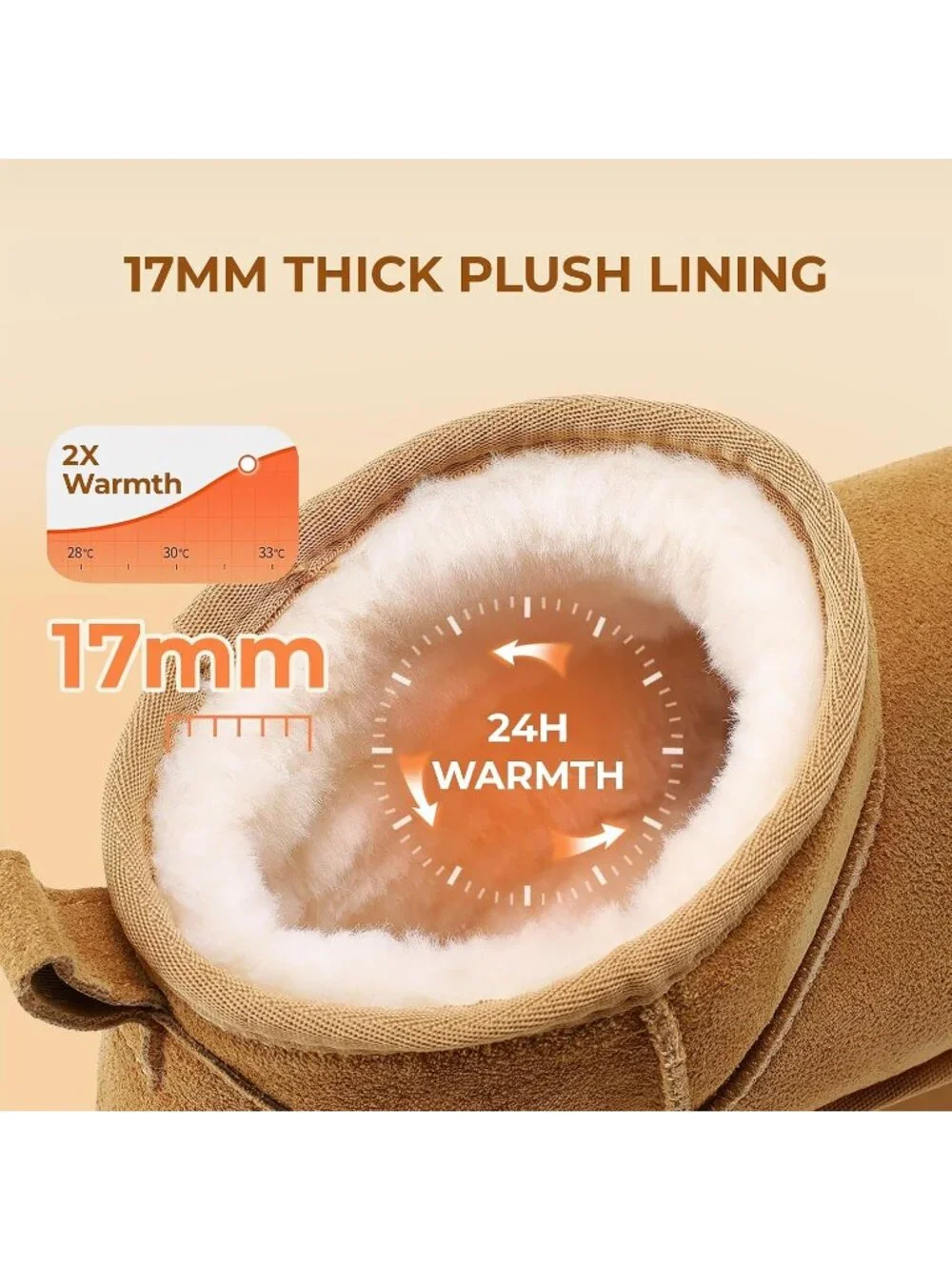 Dream Pairs Women's Chestnut Faux Fur Suede Platform Anti Slip Mini Boots